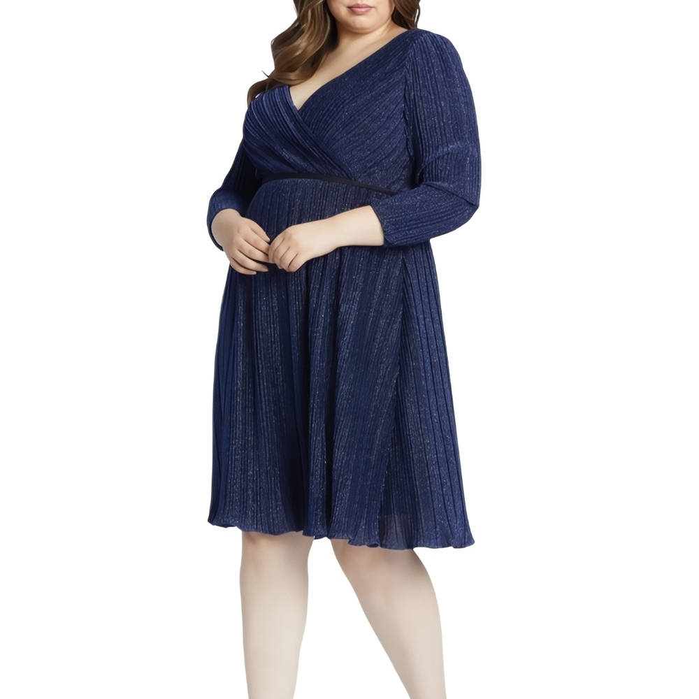 Mac Duggal Elegant Navy Long Sleeve Dress